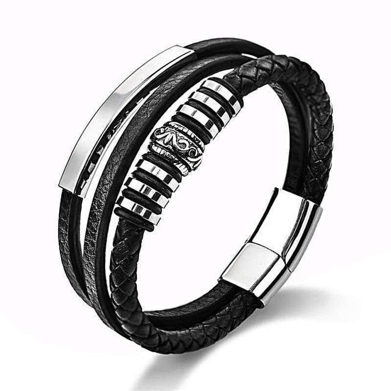 Mario Black Leather Magnetic Bracelet Leather Unique Leather Bracelets Black Small