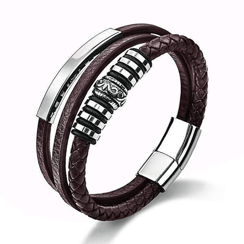 Mario Brown Leather Magnetic Bracelet Leather Unique Leather Bracelets Brown Small