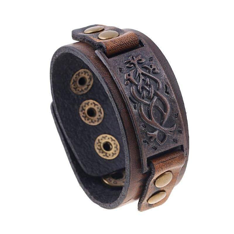 Vintage Rustic Leather Bracelet Leather Unique Leather Bracelets 22 CM Length Brown