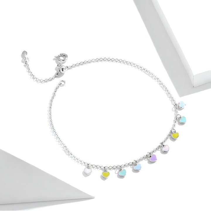 Anklets Colorful Rainbow Heart Fashion Chain Anklet Adjustable / Silver Unique Leather Bracelets