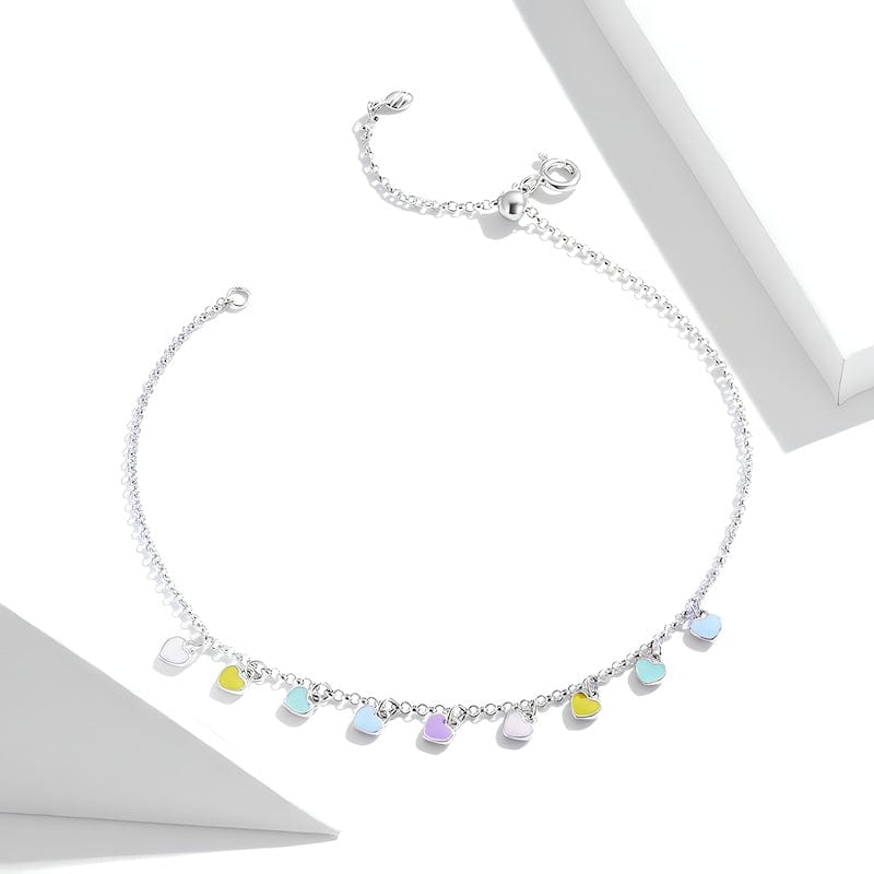 Anklets Colorful Rainbow Heart Fashion Chain Anklet Adjustable / Silver Unique Leather Bracelets