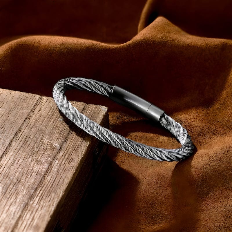 Simple Men Steel Wire Rope Bracelet Bangle Unique Leather Bracelets   
