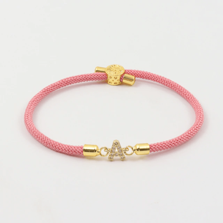 Initial Bracelet Rope Pink Rope Unique Leather Bracelets   