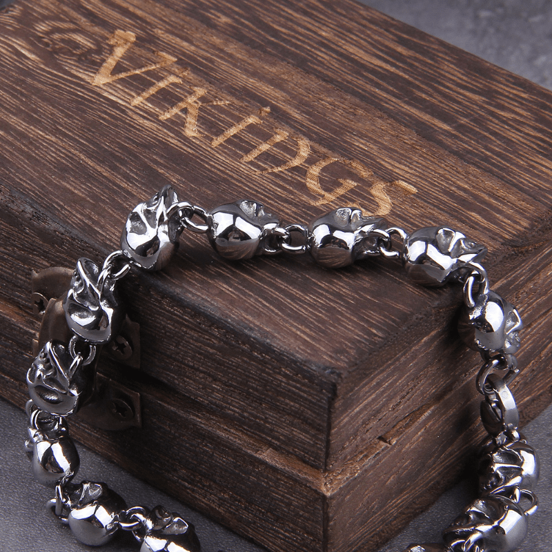 Skull Bracelet Mori Link Chain Unique Leather Bracelets   