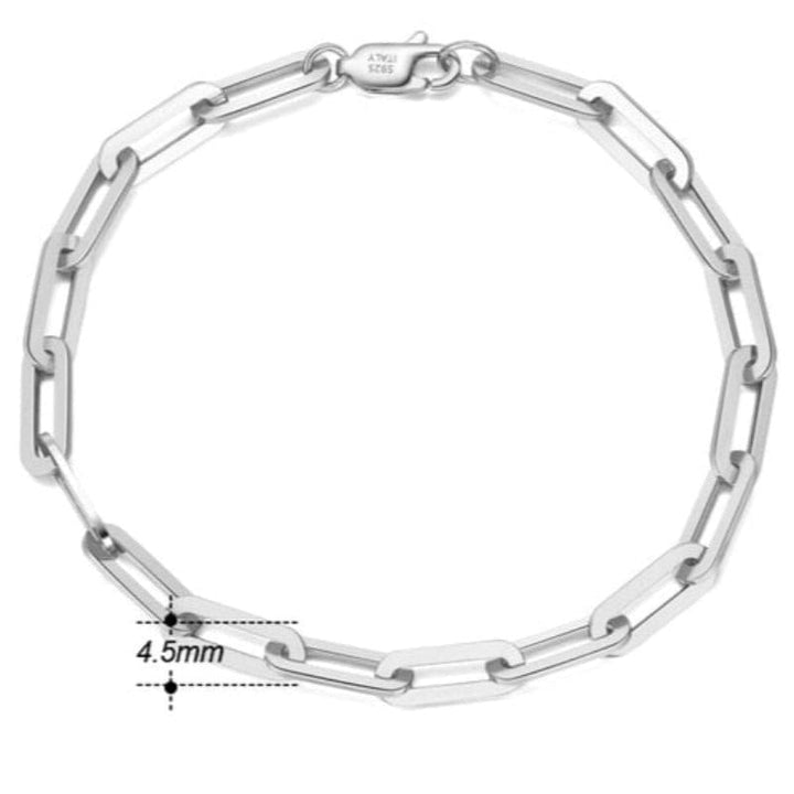 Paperclip Bracelet Link Chain Unique Leather Bracelets Sterling Silver 7 inch 