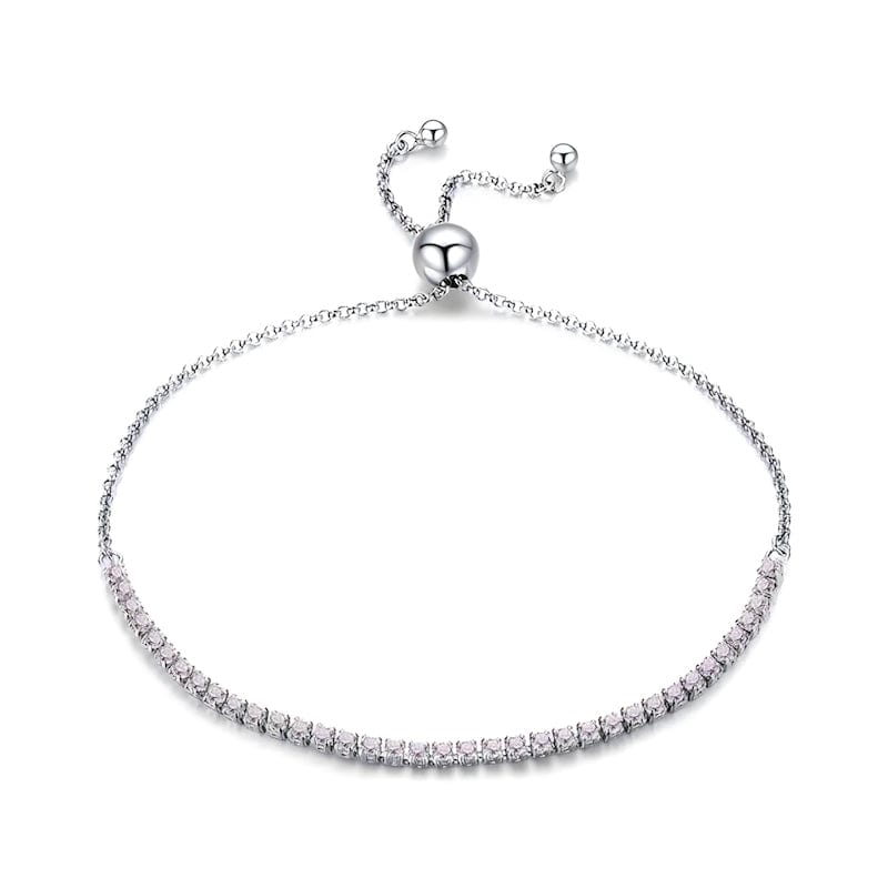 Tennis Bracelet Diamond Zircon Tennis Unique Leather Bracelets Silver/Pink  