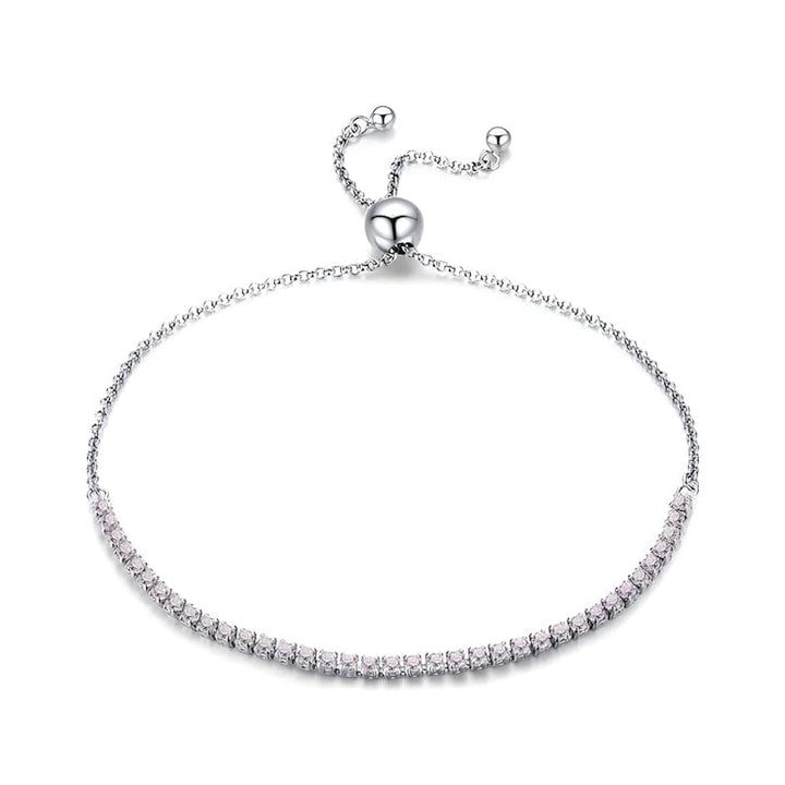 Tennis Bracelet Diamond Zircon Tennis Unique Leather Bracelets Silver/Pink  