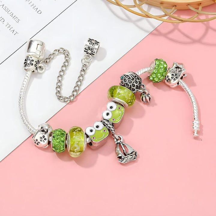Green Frog Charm Bracelet bracelet by Unique Leather Bracelets