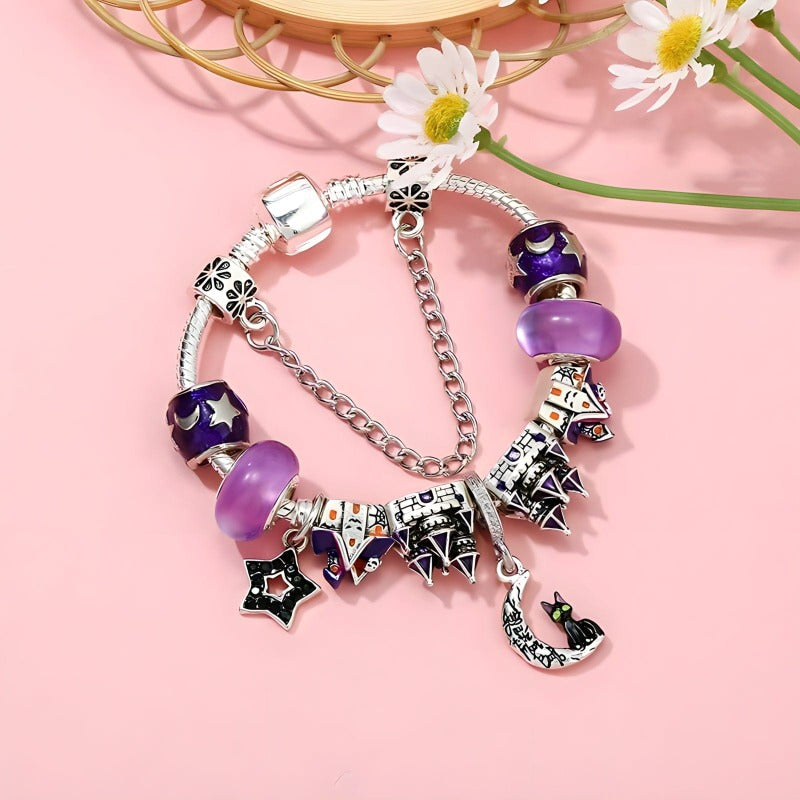 Magic Cat Purple Charm Bracelet Charm Unique Leather Bracelets   