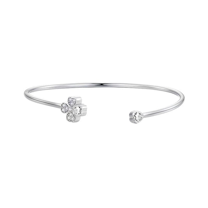 Cuff Lucky Four-Leaf Clover Cuff Bracelet Silver Unique Leather Bracelets