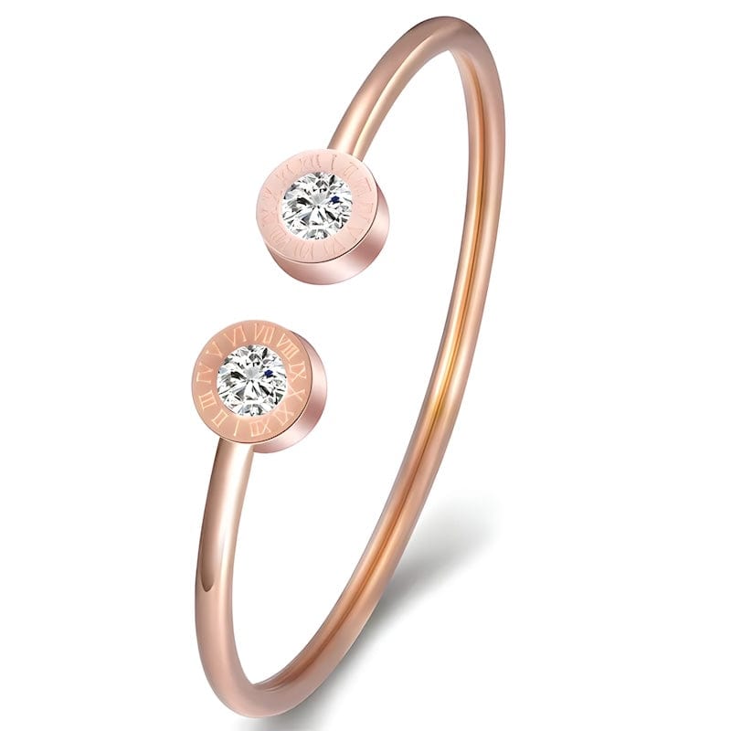 Roman Number Zirconia Cuff Bracelet bracelet by Unique Leather Bracelets