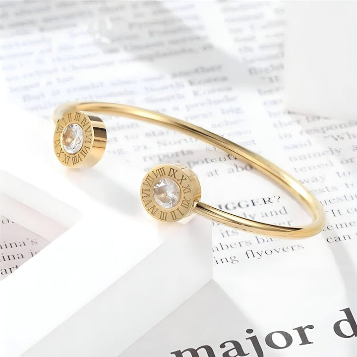 Roman Number Zirconia Cuff Bracelet bracelet by Unique Leather Bracelets