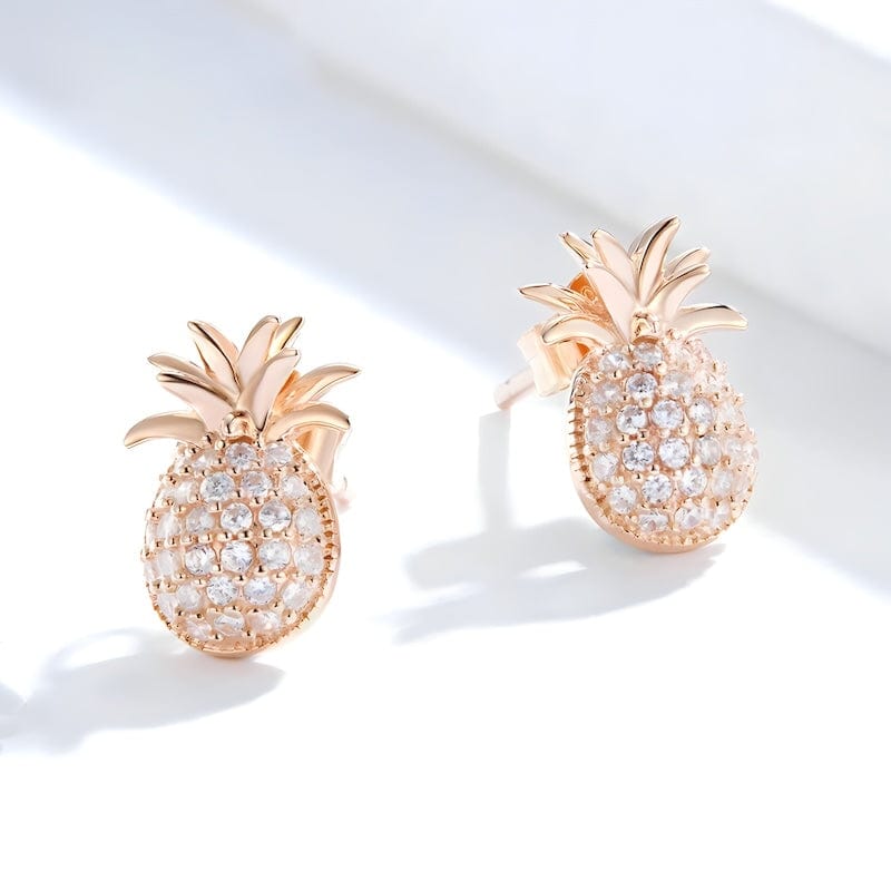 Pineapple Earrings Sterling Silver Rose Gold Color Earrings Unique Leather Bracelets   