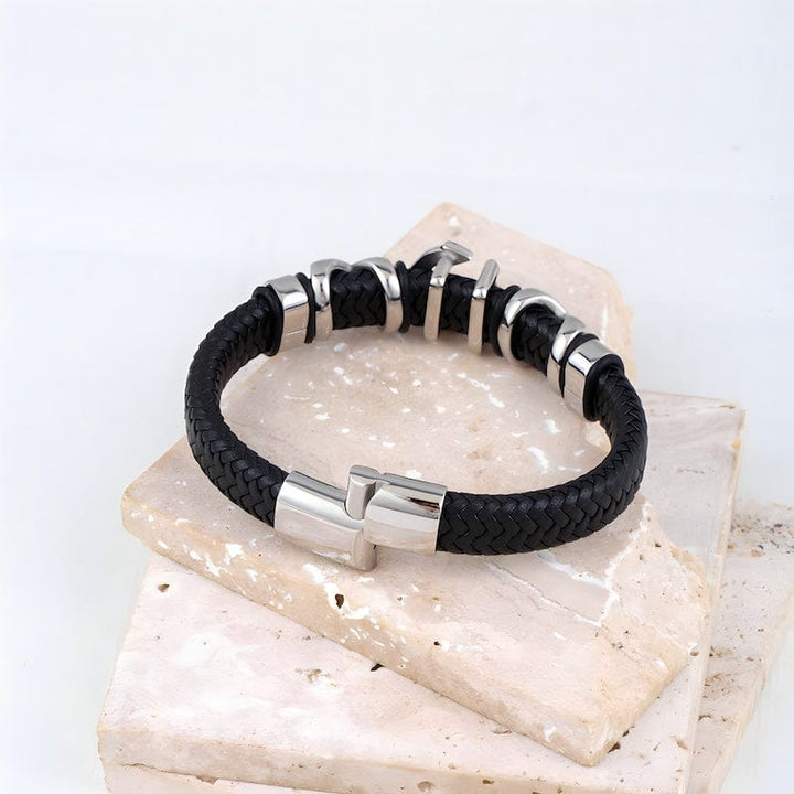 Anchor Braided Black Leather Bracelet Leather Unique Leather Bracelets   