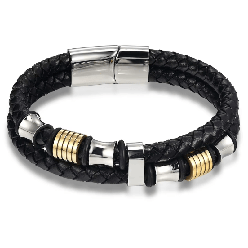 Leather Black Multi Strand Leather Bracelet for Men