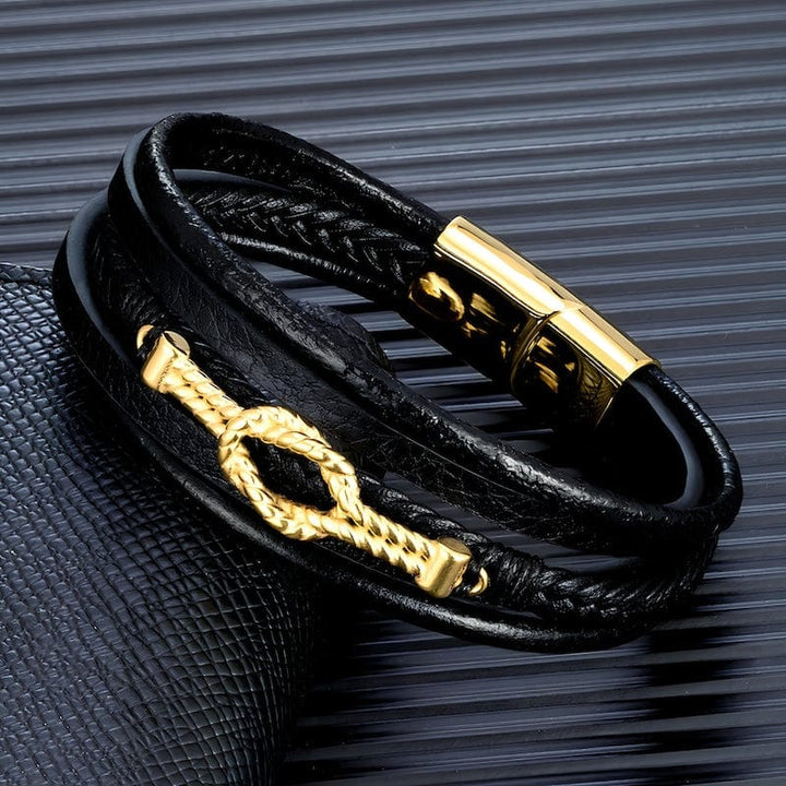 Braided Leather Infinity Knot Bracelet Leather Unique Leather Bracelets   