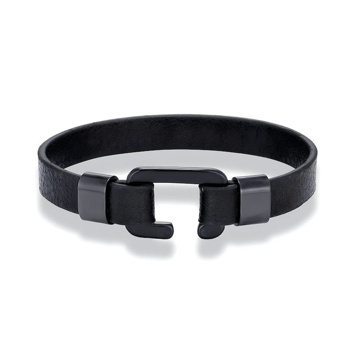 C Clasp Shackle Fastener Leather Bracelet Leather Unique Leather Bracelets 19cm Black 