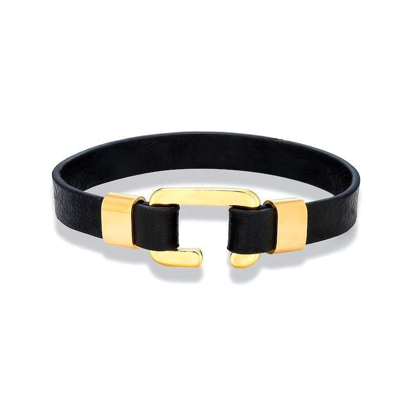 C Clasp Shackle Fastener Leather Bracelet Leather Unique Leather Bracelets 19cm Gold 