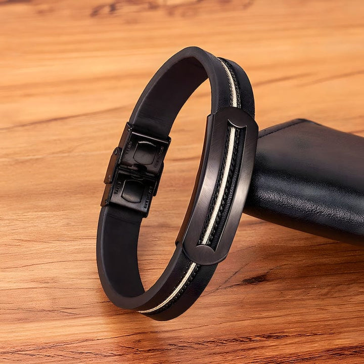 Chain Leather Design Combination Mens Bracelets bracelet by Unique Leather Bracelets