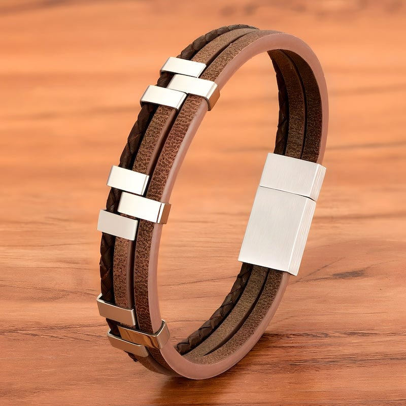 Classic Conected Straps Leather Bracelet Leather Unique Leather Bracelets   