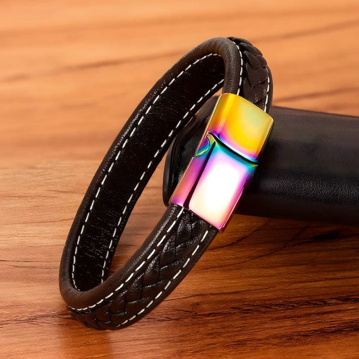 Colorful Rainbow Braided Leather Bracelet bracelet by Unique Leather Bracelets