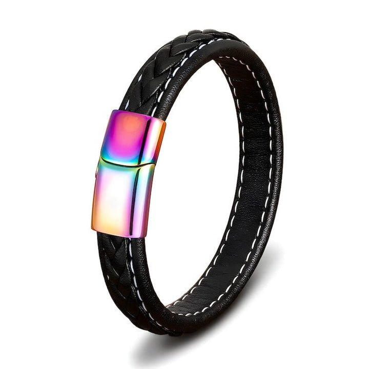 Colorful Rainbow Braided Leather Bracelet bracelet by Unique Leather Bracelets