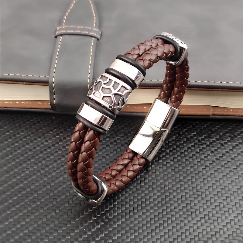 Double Braided Brown Leather Bracelet Leather Unique Leather Bracelets   