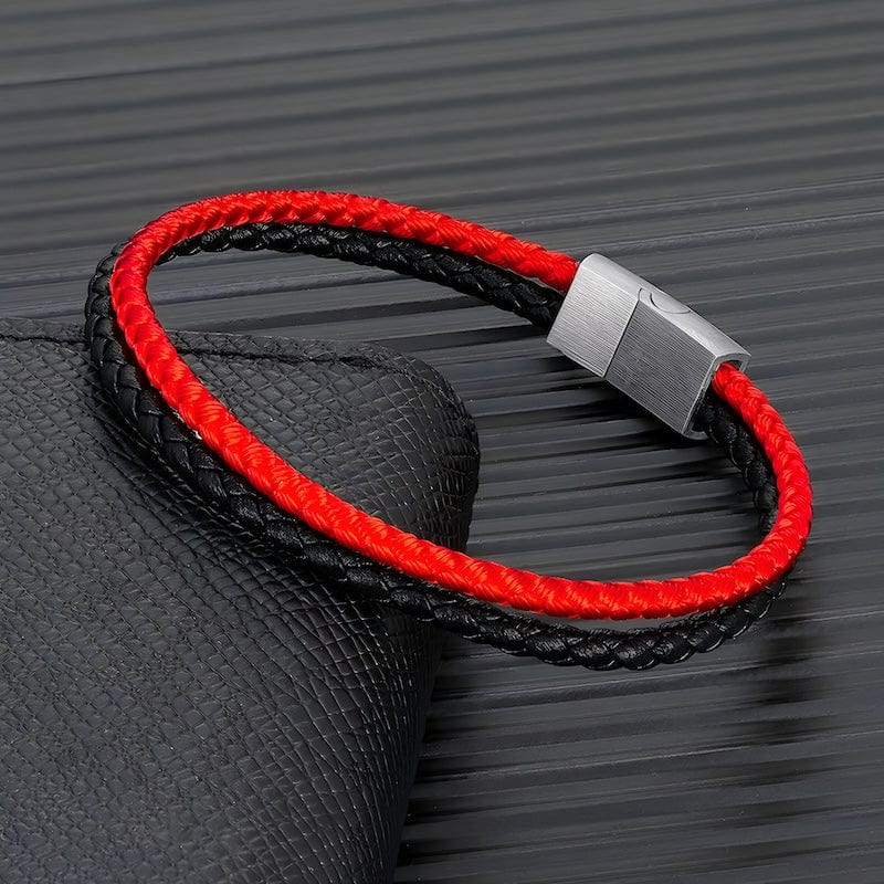 Double Color Strand Rope & Leather Bracelet Leather Unique Leather Bracelets   