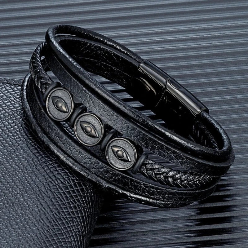 Evil Eye Multilayer Leather Bracelet Leather Unique Leather Bracelets   