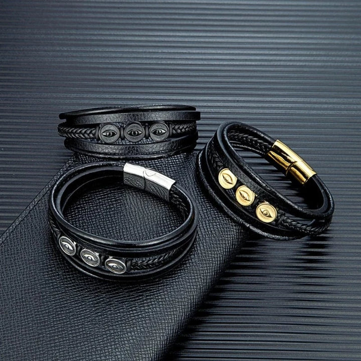 Evil Eye Multilayer Leather Bracelet Leather Unique Leather Bracelets   