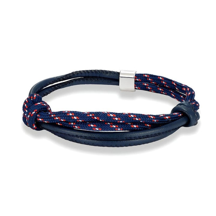 Fashion Sport Camping Rope Leather Bracelet Leather Unique Leather Bracelets Adjustable Silver/Dark Blue 