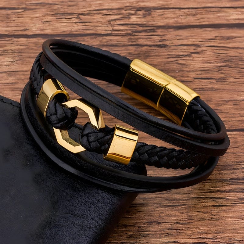 Geometric Shape Octagon Wrap Leather Bracelet Wrap Unique Leather Bracelets   
