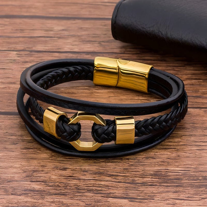 Geometric Shape Octagon Wrap Leather Bracelet Wrap Unique Leather Bracelets   