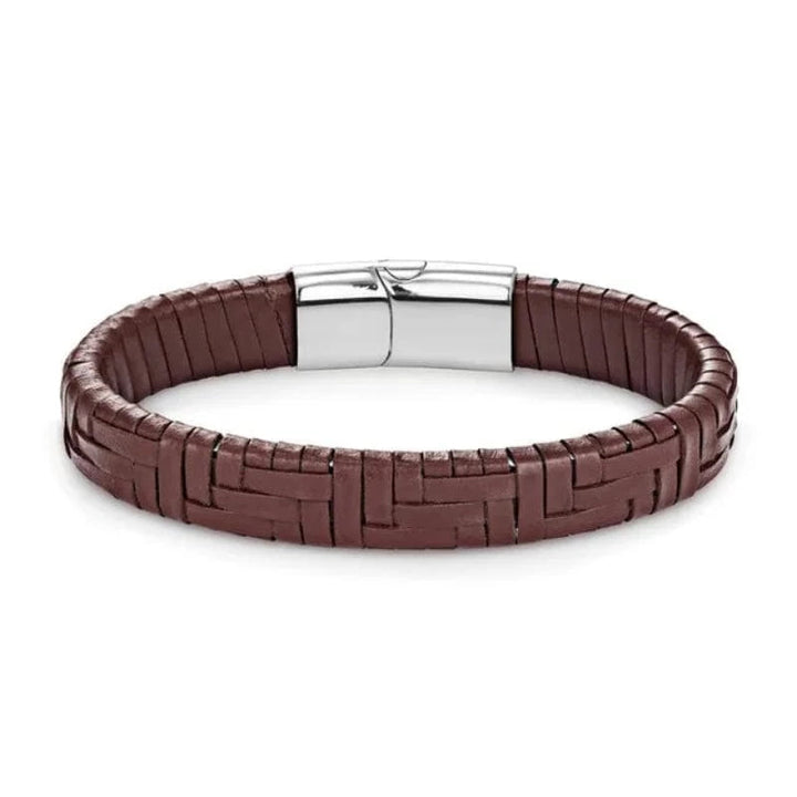 Hand Woven Multicolor Mens Leather Bracelet Leather Unique Leather Bracelets 19cm Silver\Coffee 