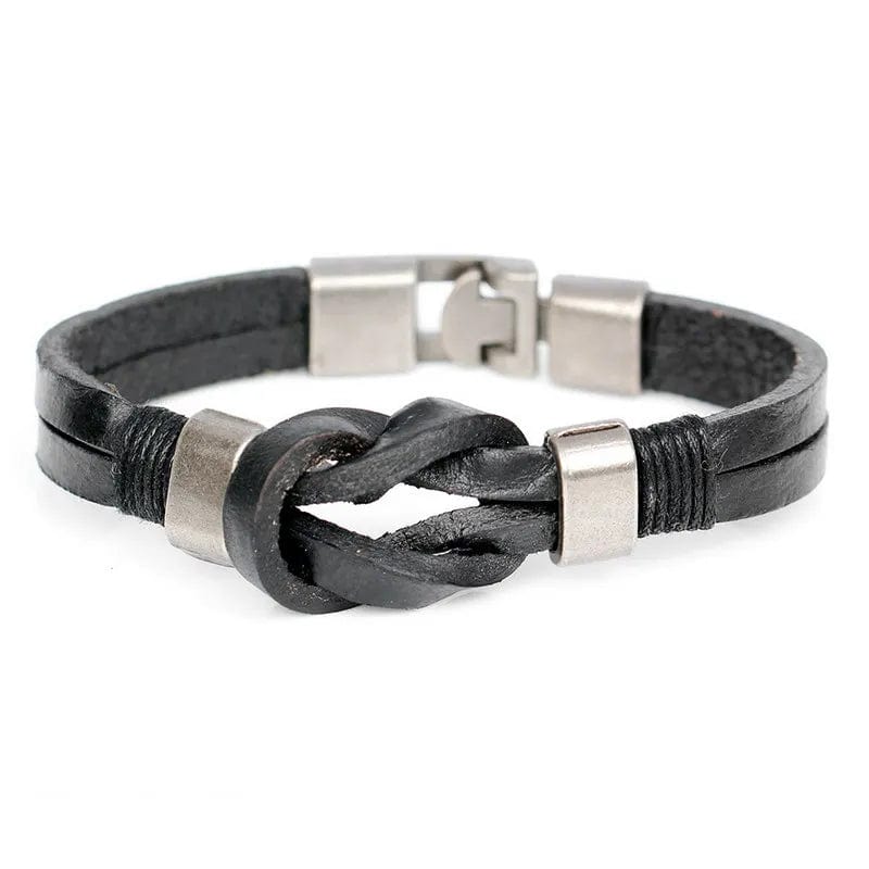 Knight Courage Knot Leather Bracelet Leather Unique Leather Bracelets Adjustable Silver/Black 