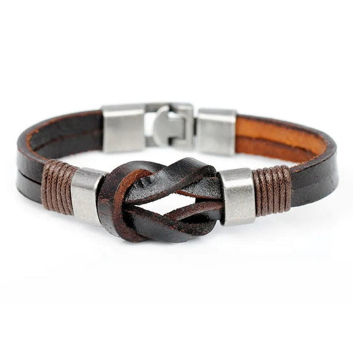 Knight Courage Knot Leather Bracelet Leather Unique Leather Bracelets Adjustable Silver/Brown 