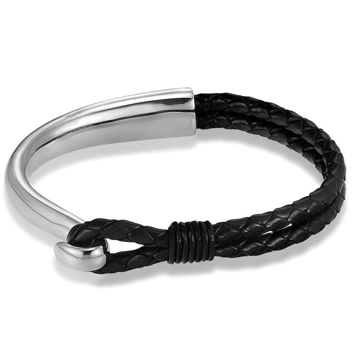 Mix of Steel & Leather Bracelet Leather Unique Leather Bracelets Silver 19cm 