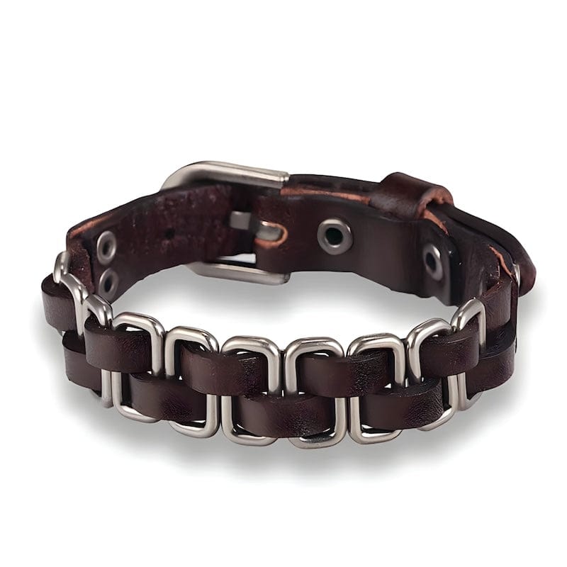 Multilayer Knitted Braid Leather Bracelet Leather Unique Leather Bracelets Silver/Brown Adjustable 