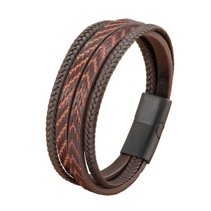 Pattern Design Multilayer Braid Leather Bracelet bracelet by Unique Leather Bracelets