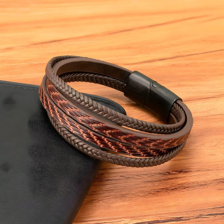 Pattern Design Multilayer Braid Leather Bracelet bracelet by Unique Leather Bracelets