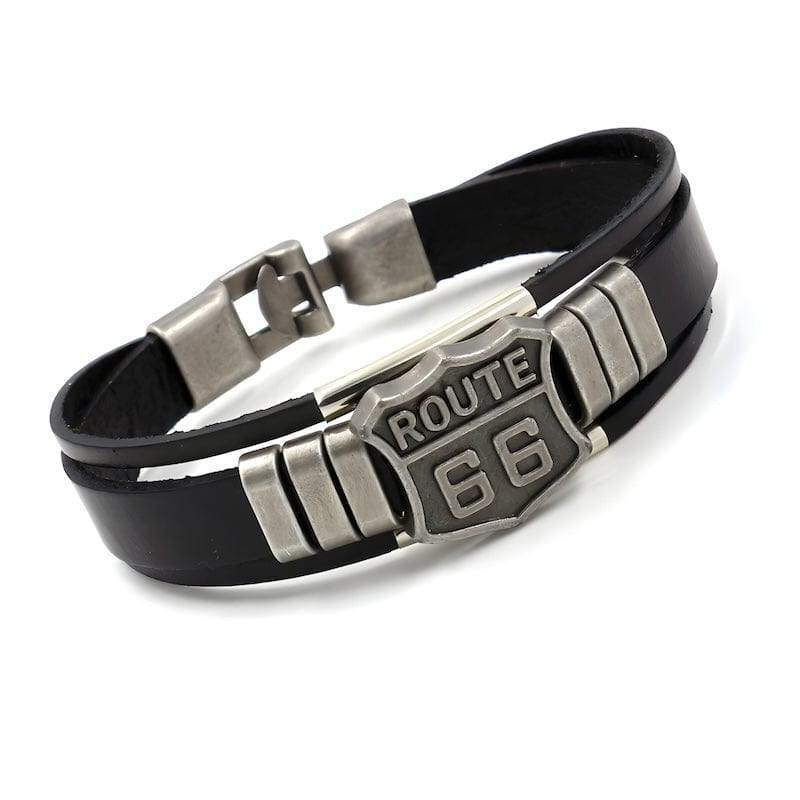 Route 66 Sign Leather Bracelet Leather Unique Leather Bracelets   