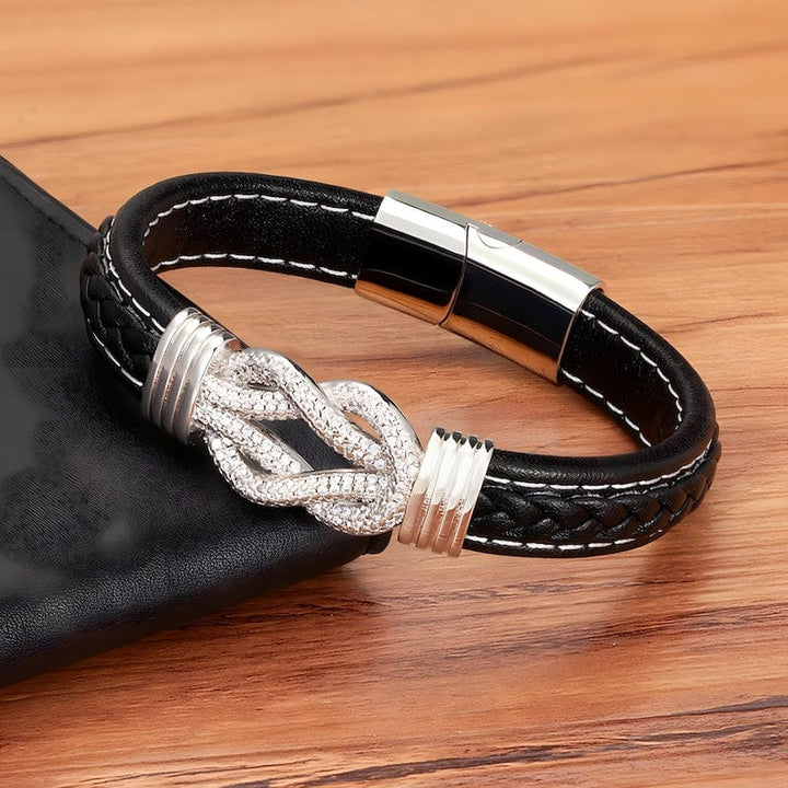 Shiny Braided Leather Mens Bracelets bracelet by Unique Leather Bracelets
