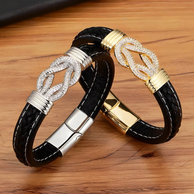 Shiny Braided Leather Mens Bracelets Leather Unique Leather Bracelets   