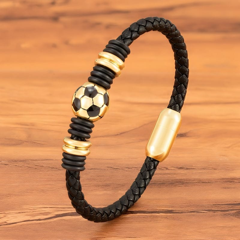 Soccer Football Leather Men Bracelet Leather Unique Leather Bracelets   