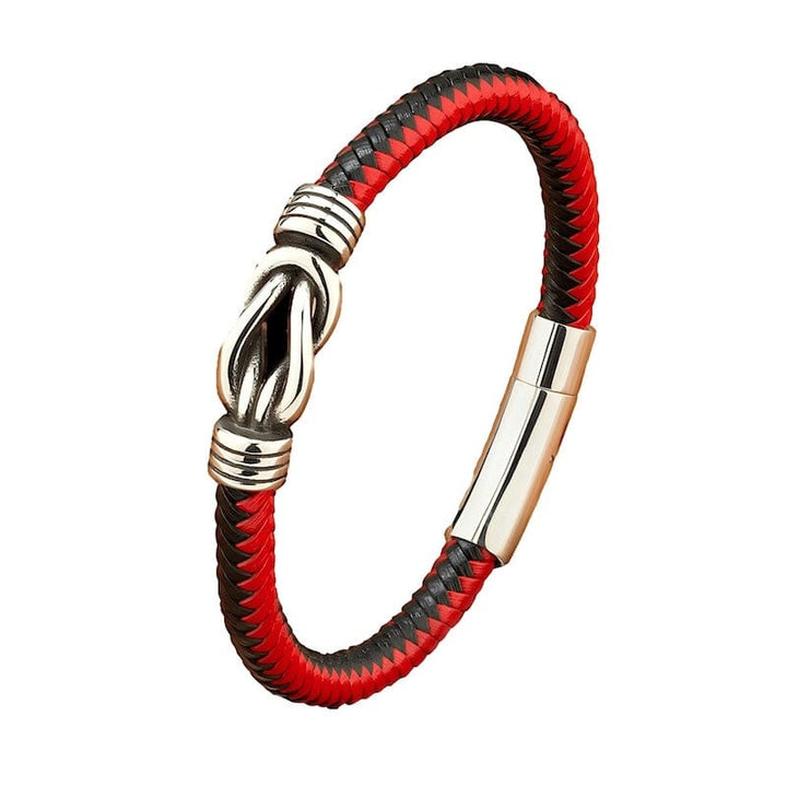 Sport Style Men Woven Leather Bracelet Leather Unique Leather Bracelets 19cm Red/Black 