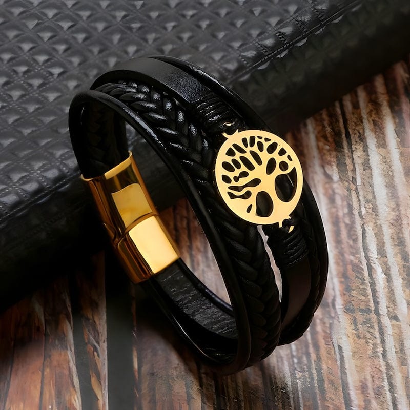 Tree Of Life Multilayer Leather Bracelet Leather Unique Leather Bracelets 18.5cm Silver/Gold 