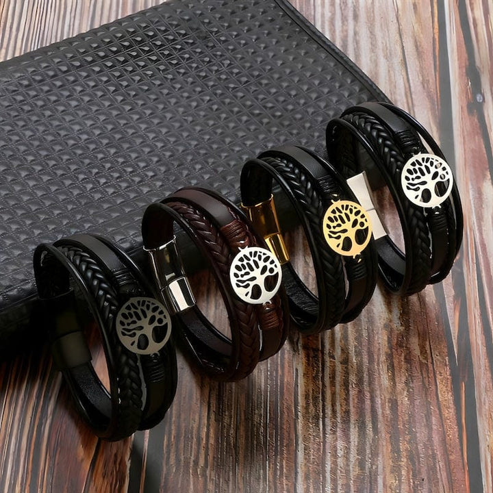 Tree Of Life Multilayer Leather Bracelet Leather Unique Leather Bracelets   