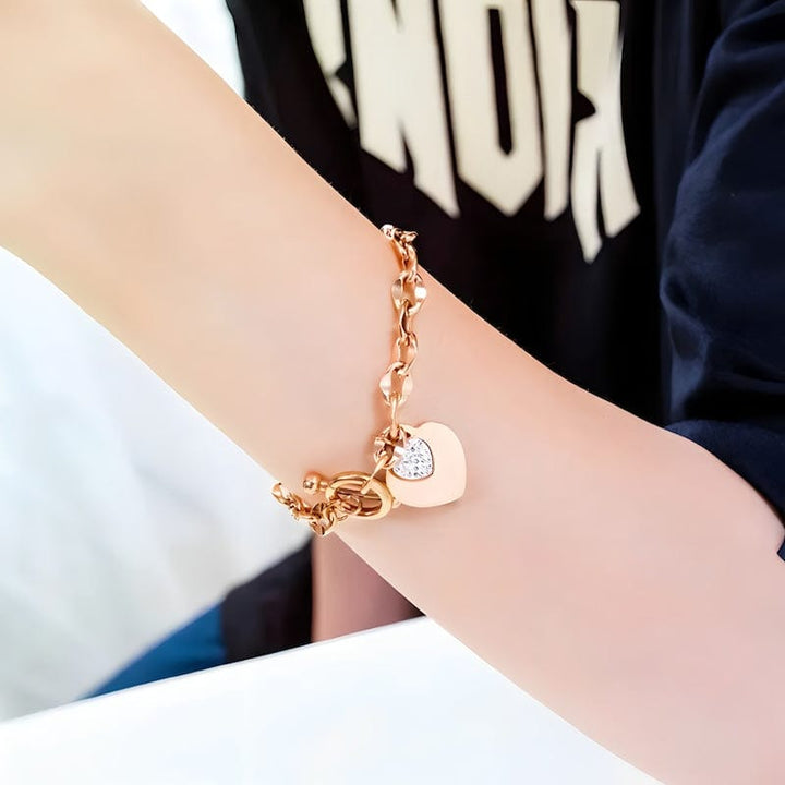 Fashion Love Heart Link Chain Bracelet bracelet by Unique Leather Bracelets