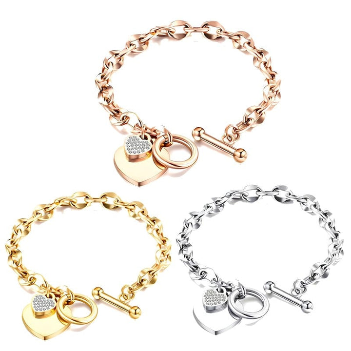 Fashion Love Heart Link Chain Bracelet bracelet by Unique Leather Bracelets