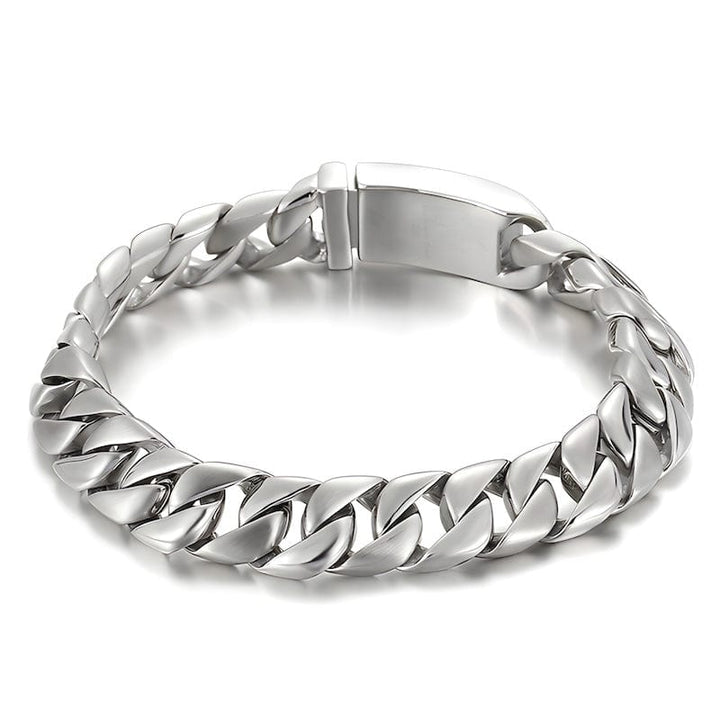 Wide Chain Stainless Steel Double Link Bracelet bracelet by Unique Leather Bracelets